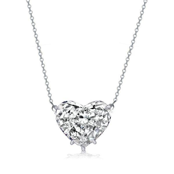 Sterling Silver Heart Pendant Necklace - 4.00 CT. TW, Adjustable Length