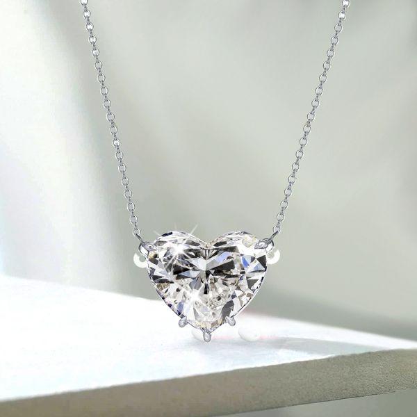 Sterling Silver Heart Pendant Necklace - 4.00 CT. TW, Adjustable Length