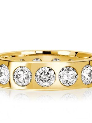 Sterling Silver Flush Set CZ Wedding Band - Silver, Gold, Rose Gold Options