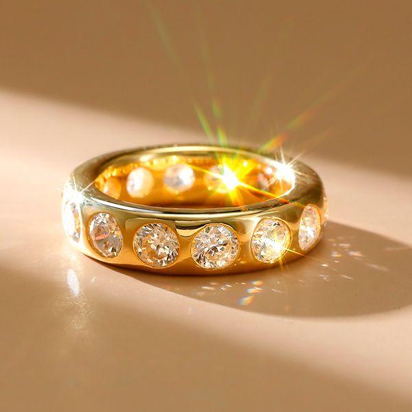 Sterling Silver Flush Set CZ Wedding Band - Silver, Gold, Rose Gold Options
