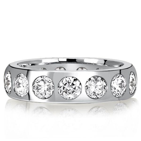 Sterling Silver Flush Set CZ Wedding Band - Silver, Gold, Rose Gold Options