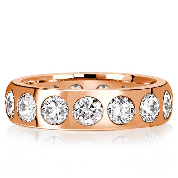 Sterling Silver Flush Set CZ Wedding Band - Silver, Gold, Rose Gold Options