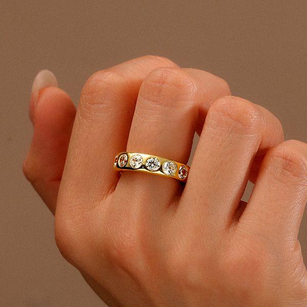 Sterling Silver Flush Set CZ Wedding Band - Silver, Gold, Rose Gold Options