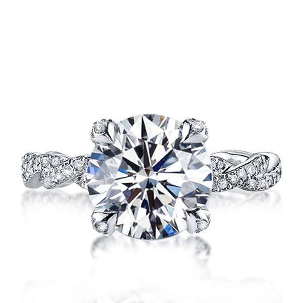 Infinity Shank Sterling Silver Engagement Ring - 3.00 CT Center Stone