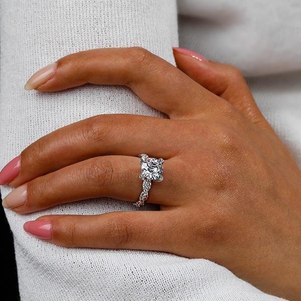 Infinity Shank Sterling Silver Engagement Ring - 3.00 CT Center Stone