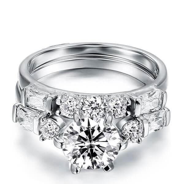 2.00 CT. Solitaire Engagement Ring Set for Women in Rhodium-Plated Sterling Silver