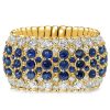 18K Gold Plated Sterling Silver Blue Sapphire Eternity Wedding Band - 5.13 CT. TW.
