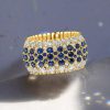 18K Gold Plated Sterling Silver Blue Sapphire Eternity Wedding Band - 5.13 CT. TW.