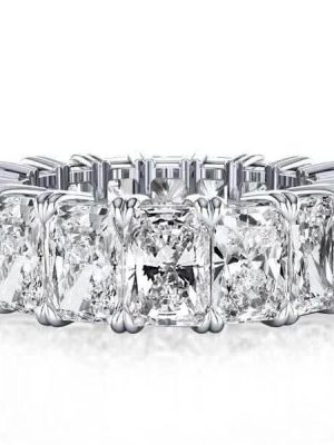 Radiant Cut Cubic Zirconia Wedding Band in Rhodium-Plated Sterling Silver