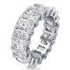 Radiant Cut Cubic Zirconia Wedding Band in Rhodium-Plated Sterling Silver