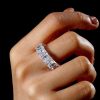 Radiant Cut Cubic Zirconia Wedding Band in Rhodium-Plated Sterling Silver