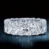 Radiant Cut Cubic Zirconia Wedding Band in Rhodium-Plated Sterling Silver