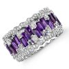 Baguette Cut Amethyst Eternity Band - Sterling Silver Anniversary Ring