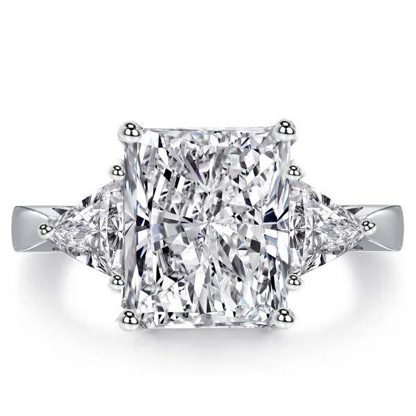 Radiant Cut Three Stone Engagement Ring Sterling Silver 5.80 CT. TW.