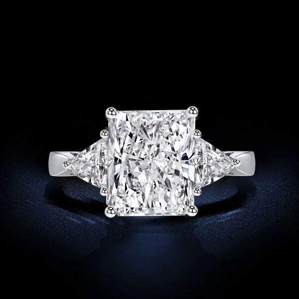 Radiant Cut Three Stone Engagement Ring Sterling Silver 5.80 CT. TW.