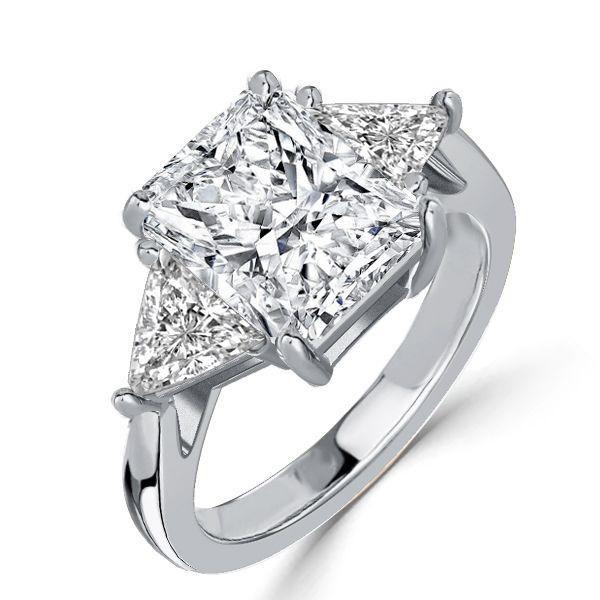 Radiant Cut Three Stone Engagement Ring Sterling Silver 5.80 CT. TW.