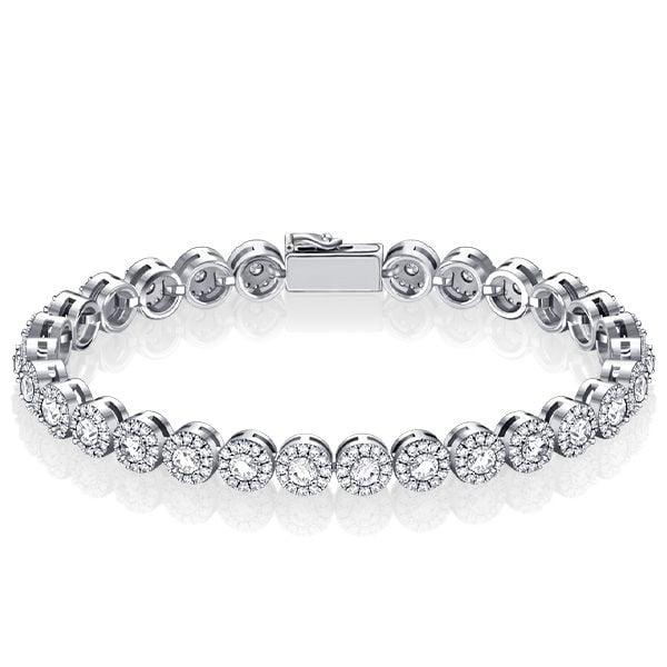 Classic Round Cut Halo Tennis Bracelet in 925 Sterling Silver with 4.48 CT. TW