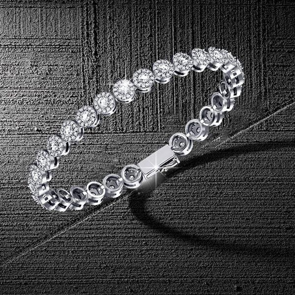 Classic Round Cut Halo Tennis Bracelet in 925 Sterling Silver with 4.48 CT. TW