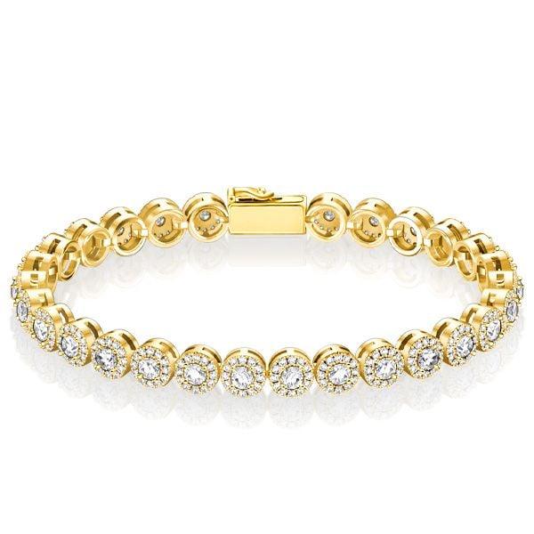 Classic Round Cut Halo Tennis Bracelet in 925 Sterling Silver with 4.48 CT. TW