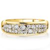 18K Gold Plated Sterling Silver White Sapphire Paved Band Ring for Anniversary