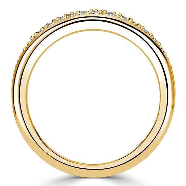 18K Gold Plated Sterling Silver White Sapphire Paved Band Ring for Anniversary