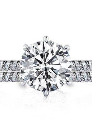Sterling Silver Round Cut Cubic Zirconia Eternity Bridal Ring Set