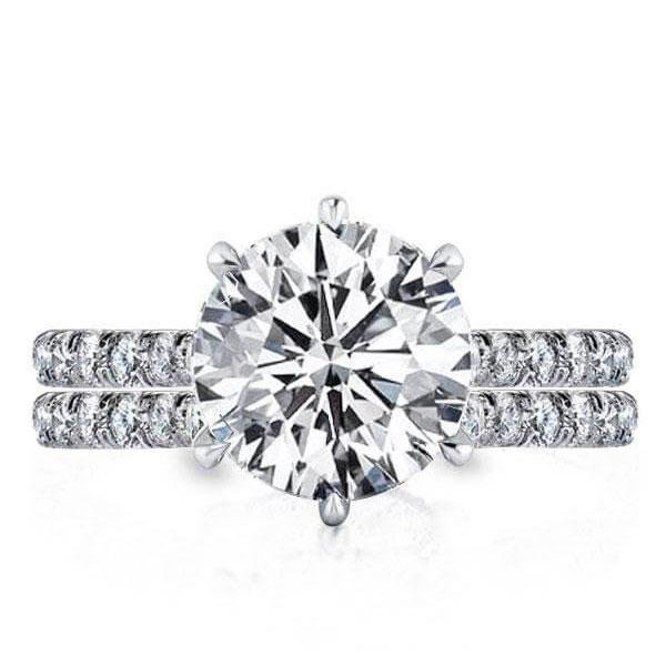 Sterling Silver Round Cut Cubic Zirconia Eternity Bridal Ring Set