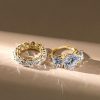18K Gold Plated Sterling Silver Three Stone Engagement Wedding Ring Set for Women