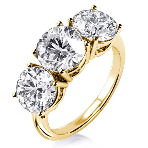 18K Gold Plated Sterling Silver Three Stone Engagement Wedding Ring Set for Women