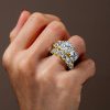 18K Gold Plated Sterling Silver Three Stone Engagement Wedding Ring Set for Women
