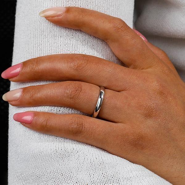 Classic White Sapphire Solitaire Wedding Band - 925 Sterling Silver