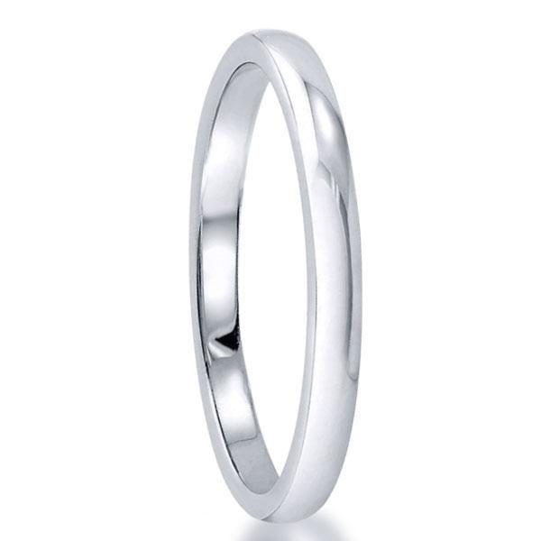 Classic White Sapphire Solitaire Wedding Band - 925 Sterling Silver
