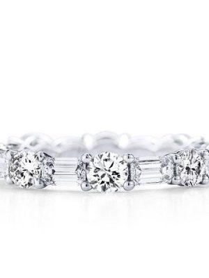Eternity Created White Sapphire Wedding Band in White Gold Plated Sterling Silver
