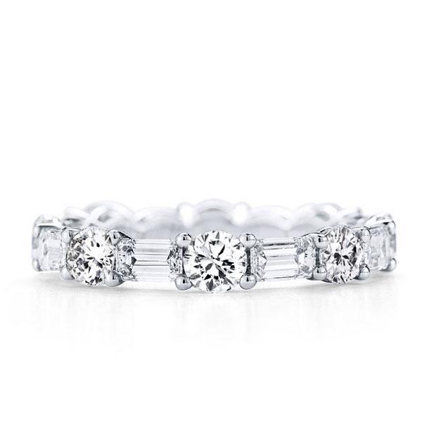 Eternity Created White Sapphire Wedding Band in White Gold Plated Sterling Silver