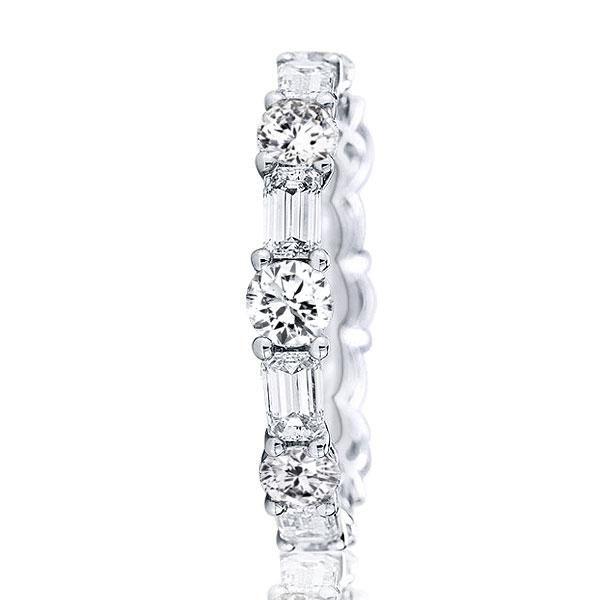 Eternity Created White Sapphire Wedding Band in White Gold Plated Sterling Silver