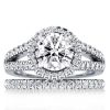 Halo Created White Sapphire Bridal Set in Sterling Silver