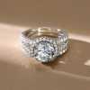 Halo Created White Sapphire Bridal Set in Sterling Silver