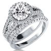 Halo Created White Sapphire Bridal Set in Sterling Silver