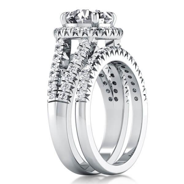 Halo Created White Sapphire Bridal Set in Sterling Silver
