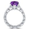 Pear Shaped Amethyst Engagement Ring in Rhodium Plated Sterling Silver