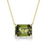 Emerald Cut Peridot Pendant Necklace in 18K Gold Plated Sterling Silver