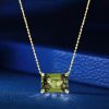 Emerald Cut Peridot Pendant Necklace in 18K Gold Plated Sterling Silver