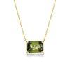 Emerald Cut Peridot Pendant Necklace in 18K Gold Plated Sterling Silver