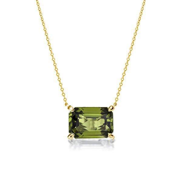 Emerald Cut Peridot Pendant Necklace in 18K Gold Plated Sterling Silver