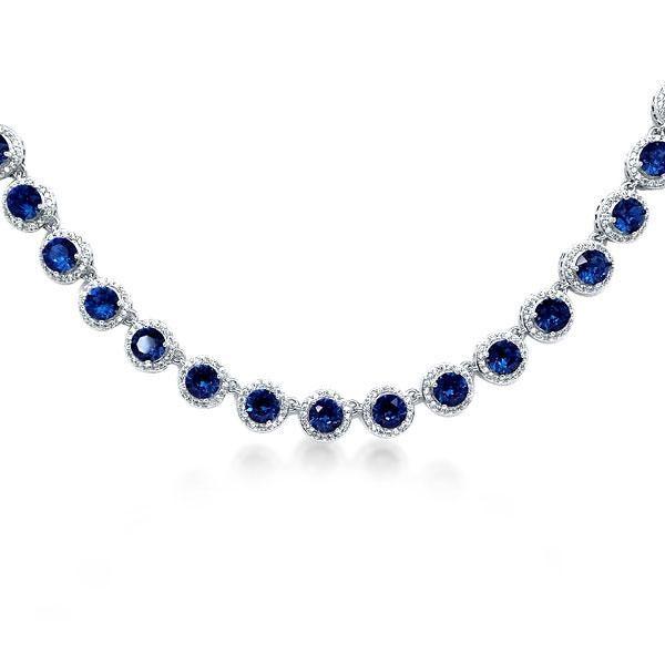 Halo Necklace - 925 Sterling Silver Round Cut Pendant Necklace for Women