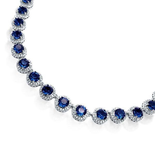 Halo Necklace - 925 Sterling Silver Round Cut Pendant Necklace for Women