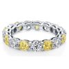 White & Yellow Topaz Sterling Silver Eternity Wedding Band - 6.50 CT TW
