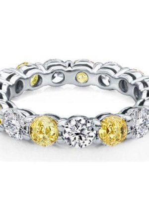 White & Yellow Topaz Sterling Silver Eternity Wedding Band - 6.50 CT TW