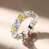 White & Yellow Topaz Sterling Silver Eternity Wedding Band - 6.50 CT TW