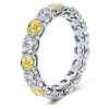 White & Yellow Topaz Sterling Silver Eternity Wedding Band - 6.50 CT TW